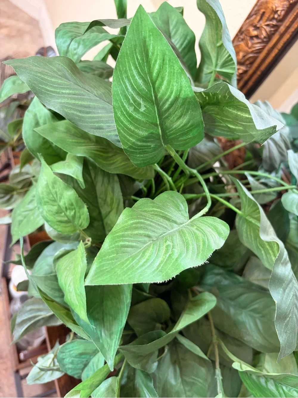 Artificial Green Leaf Pothos in Woven Planter - Green